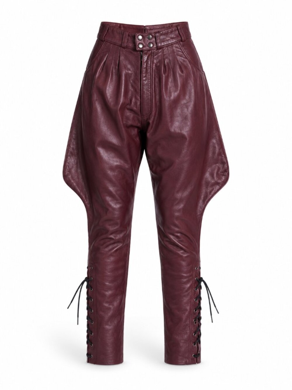 Vintage Burgundy Leather Jodhpur Pants – XXS / 23" Waist